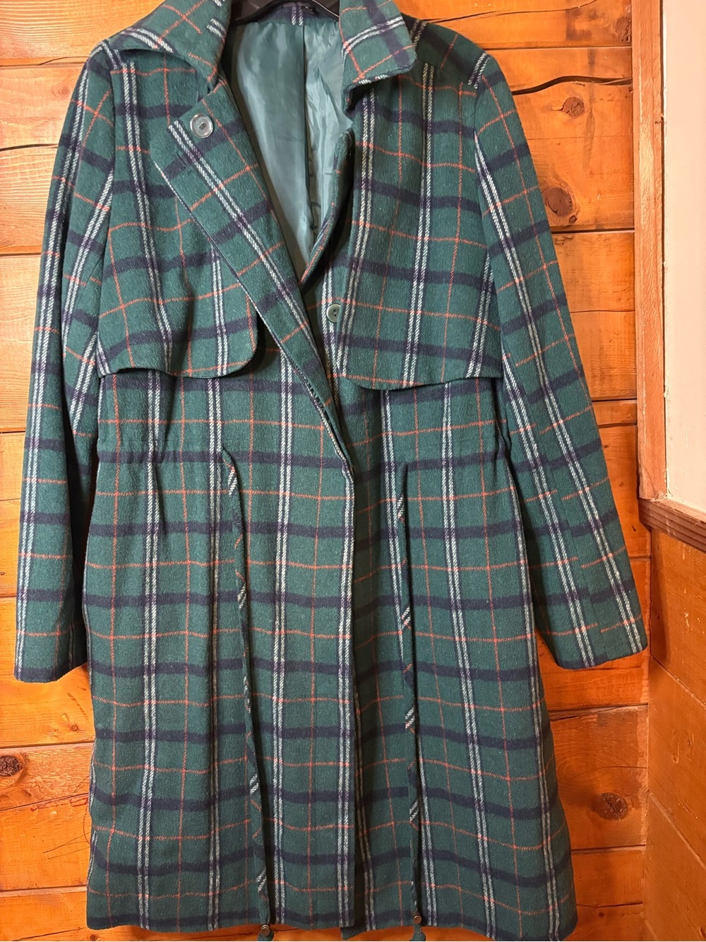 Lovposh Women's Green Plaid Wool Coat jacket size medium